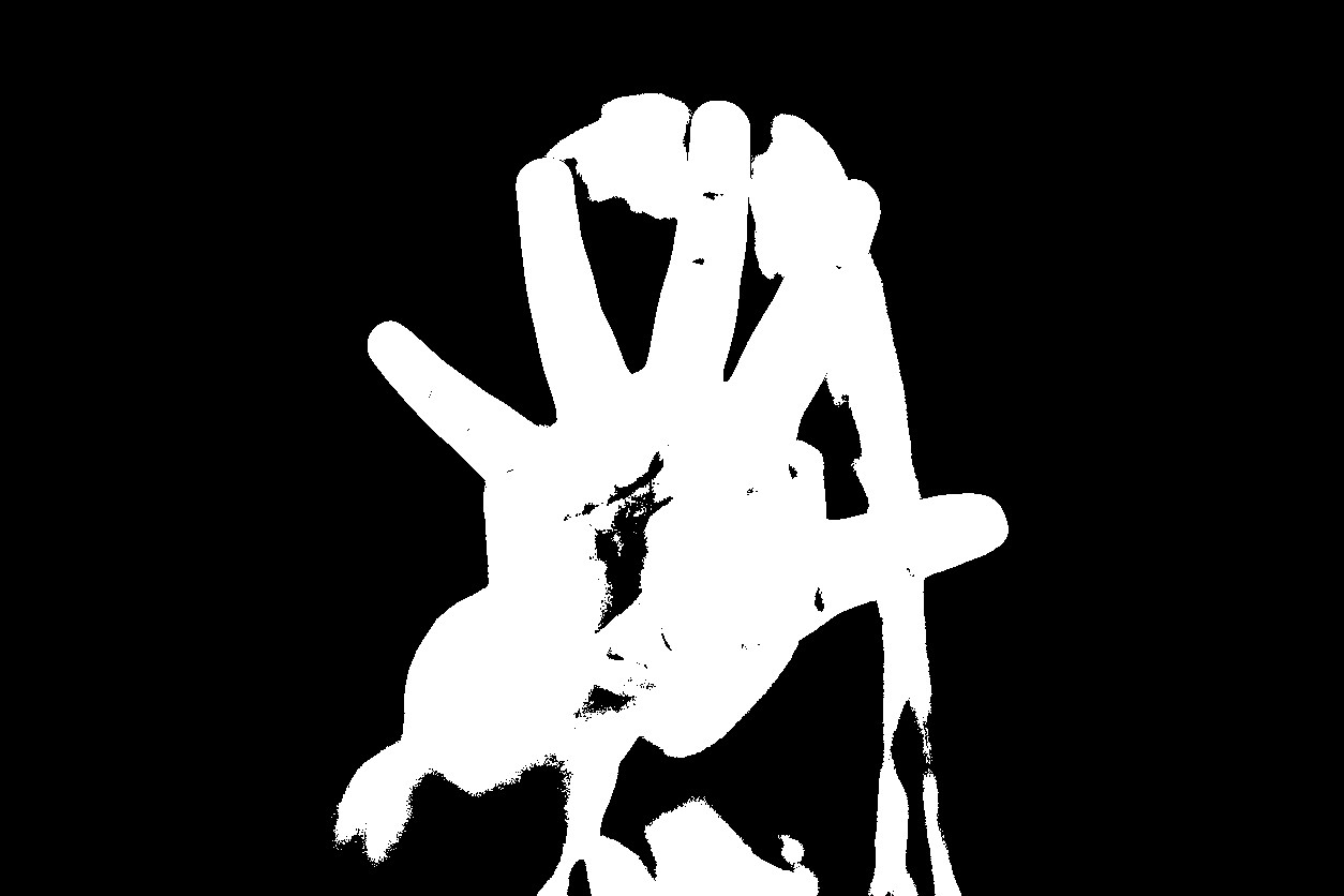 Child with an open hand, showing 5