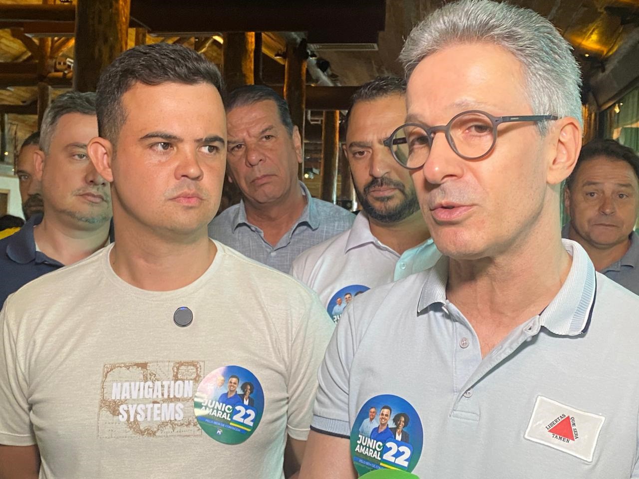Durante almoço, Romeu Zema manifestou apoio à candidatura de Junio Amaral
