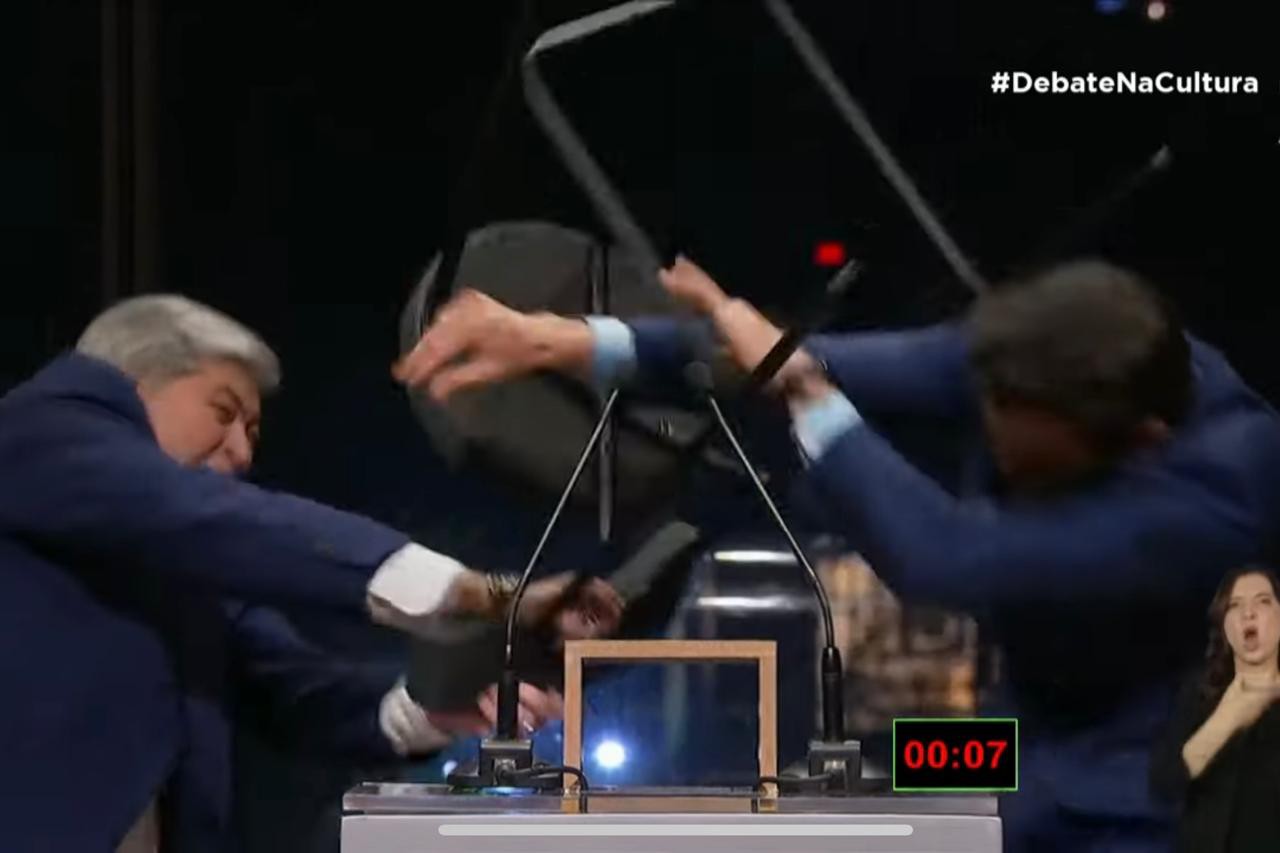 José Luiz Datena atingiu Pablo Marçal com uma banqueta em debate da TV Cultura