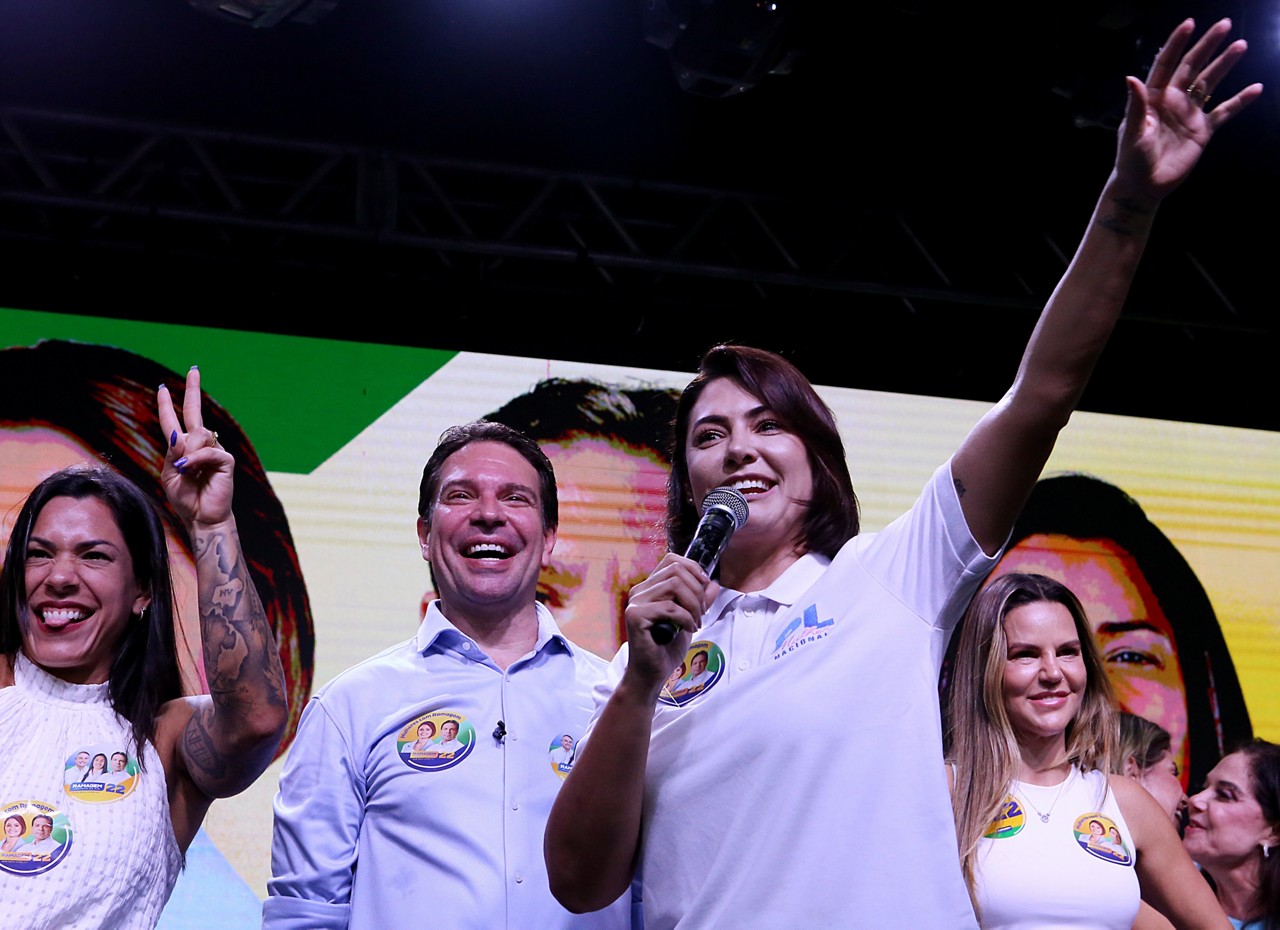 Michelle Bolsonaro cometeu ato falho em evento para alavancar candidatura de Alexandre Ramagem no Rio de Janeiro