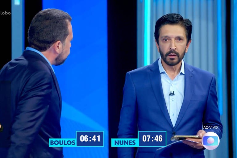 Guilherme Boulos e Ricardo Nunes durante Debate em São Paulo