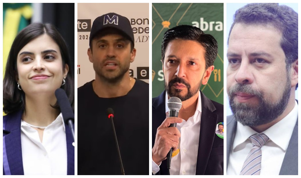 Tabata Amaral, Pablo Marçal, Ricardo Nunes e Guilherme Boulos, candidatos à prefeitura de São Paulo
