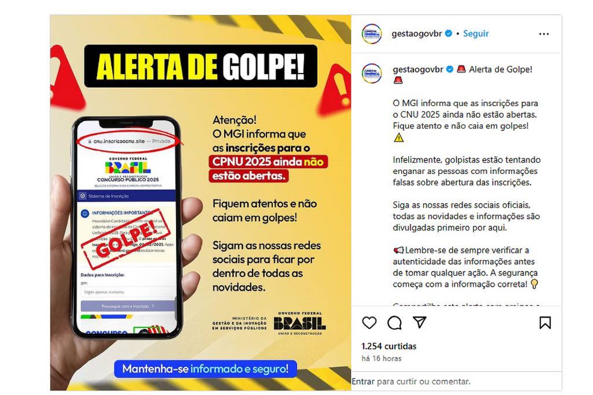 Alerta de golpe do Concurso Nacional Unificado