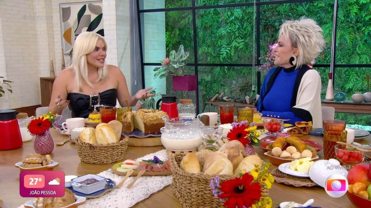 Duda Beat tomou café da manhã com Ana Maria Braga e levou marmita para casa