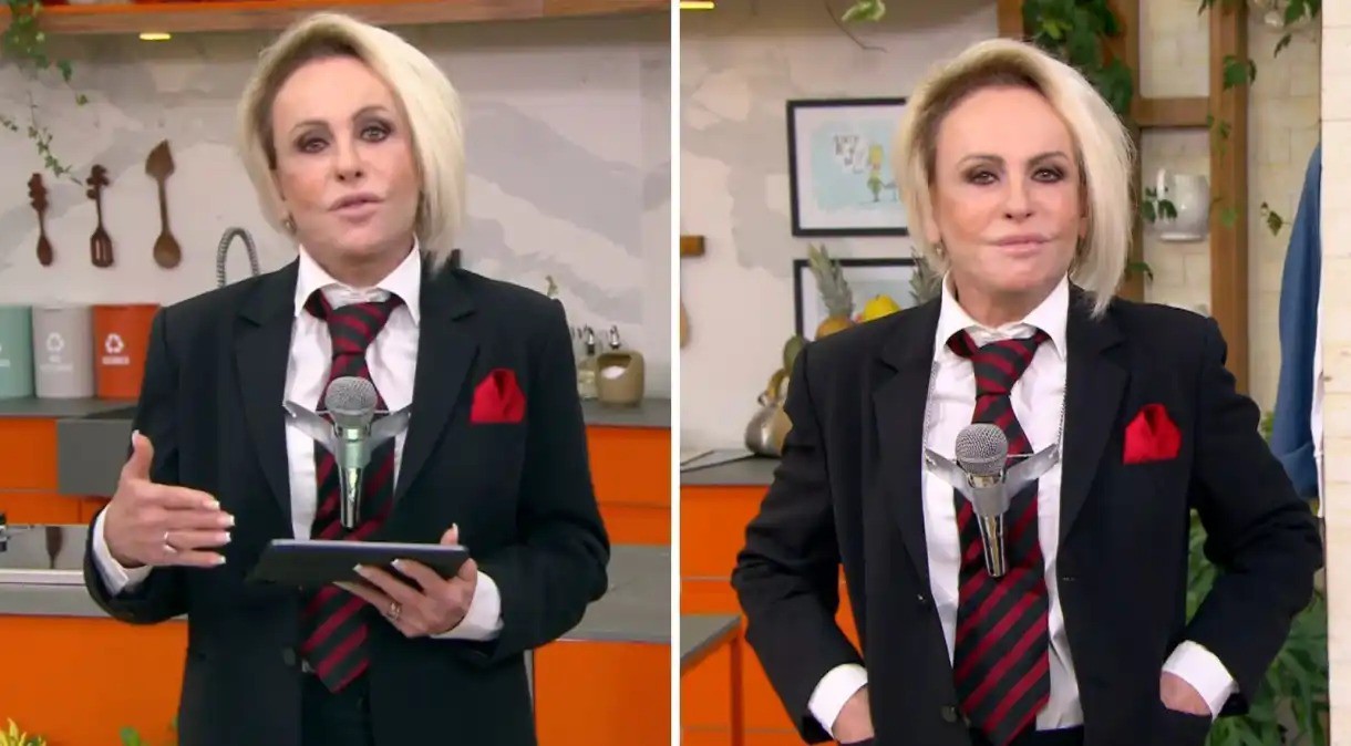 A apresentadora Ana Maria Braga homenageou Silvio Santos com o seu famoso figurino