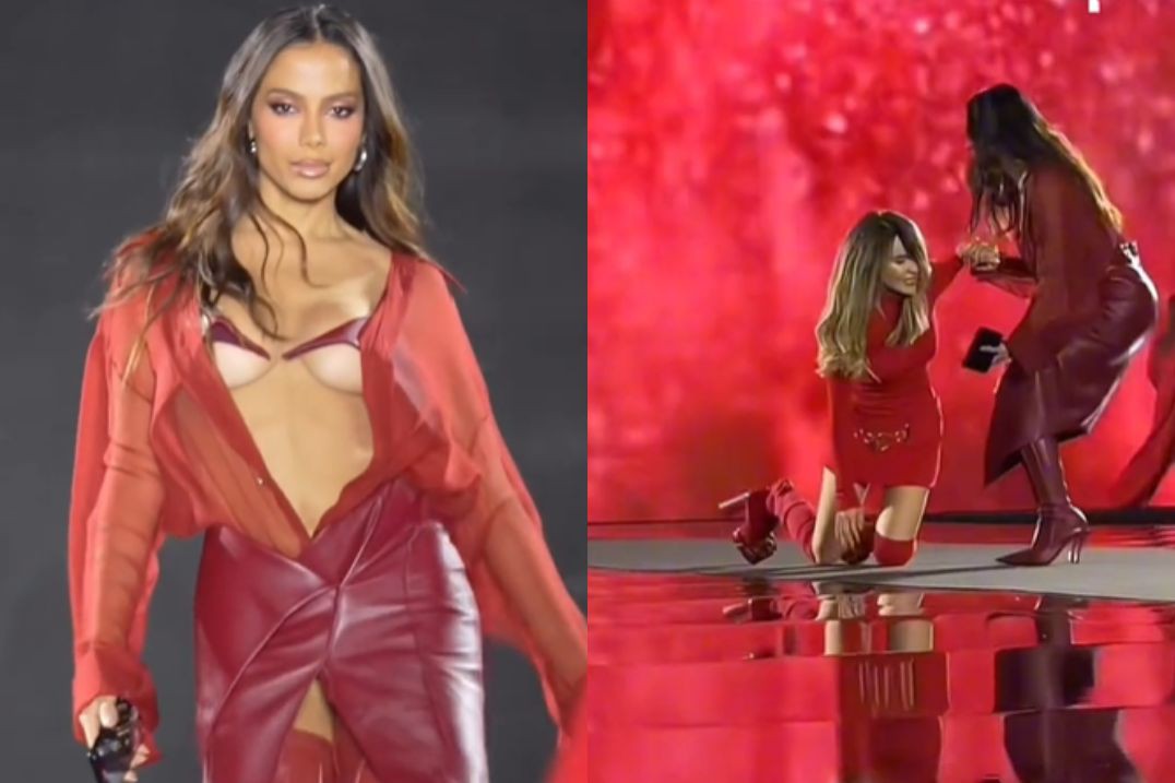Anitta brilhou na Semana de Moda de Paris e ajudou Belinda, que acabou tropeçando na passarela