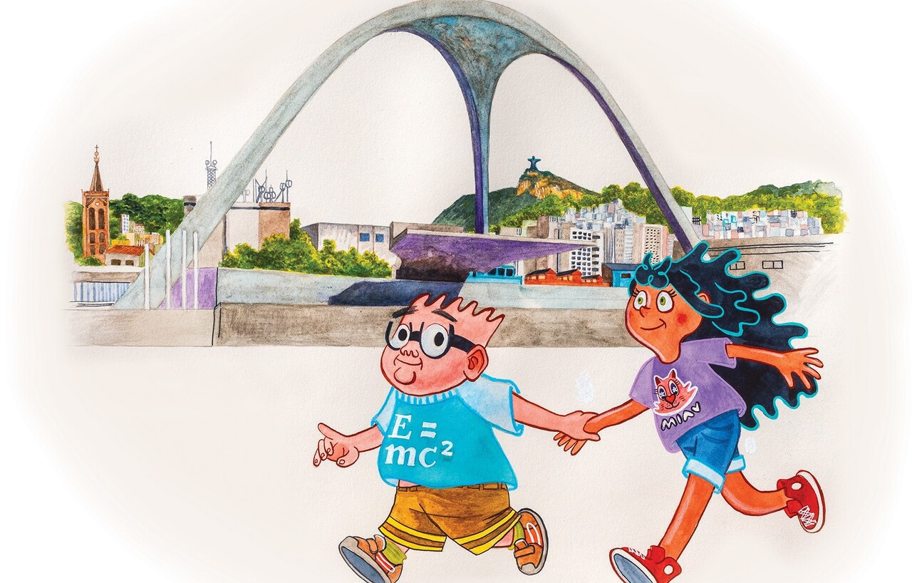 Os personagens Clara e Guto se encantam com o Sambódromo da Cidade Maravilhosa