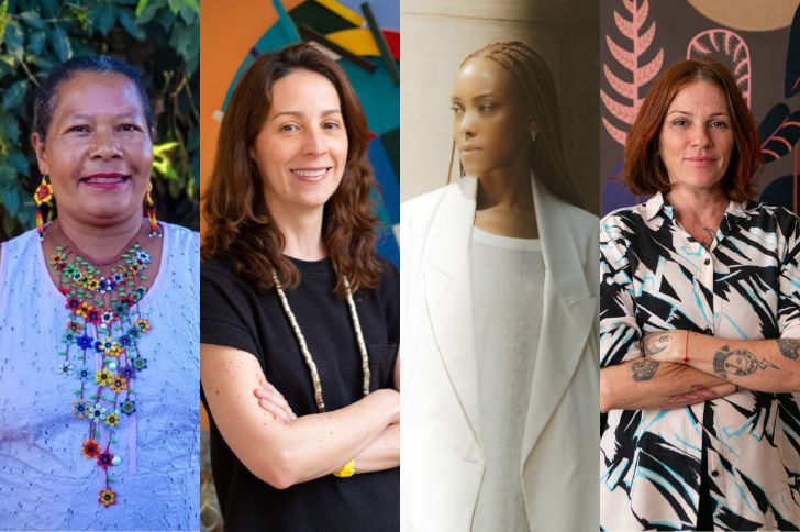 Da dir. para esq., Liça Pataxoop, Isabel Brant, Bahati Simoens e Clara Valente
