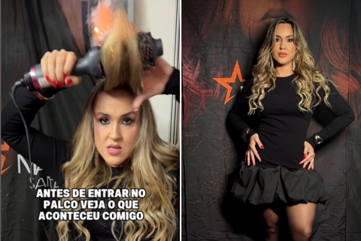 Escova secadora pegou fogo no cabelo da cantora de forró Mayara Santana