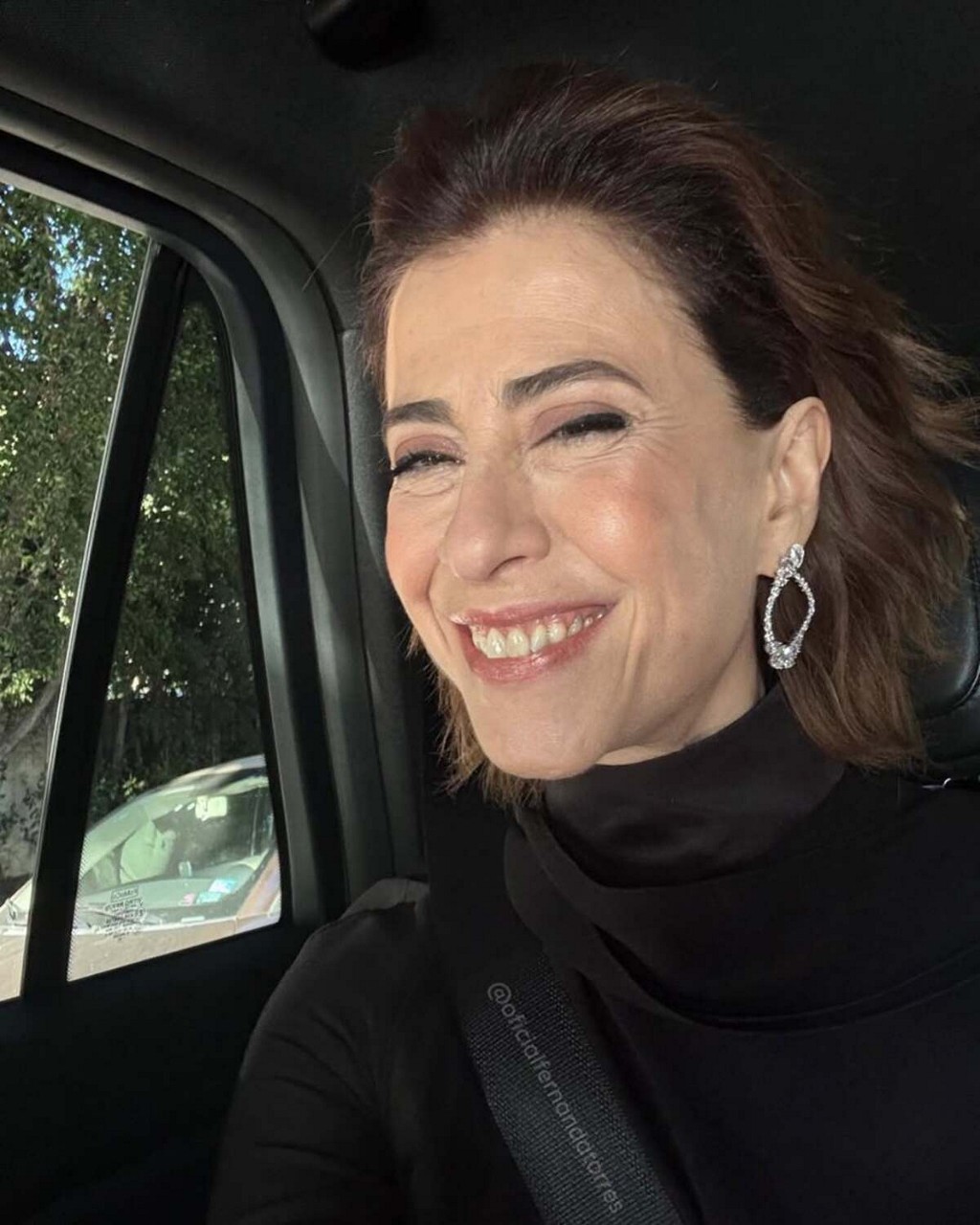 Fernanda Torres posta selfie a caminho do Globo de Ouro 2025