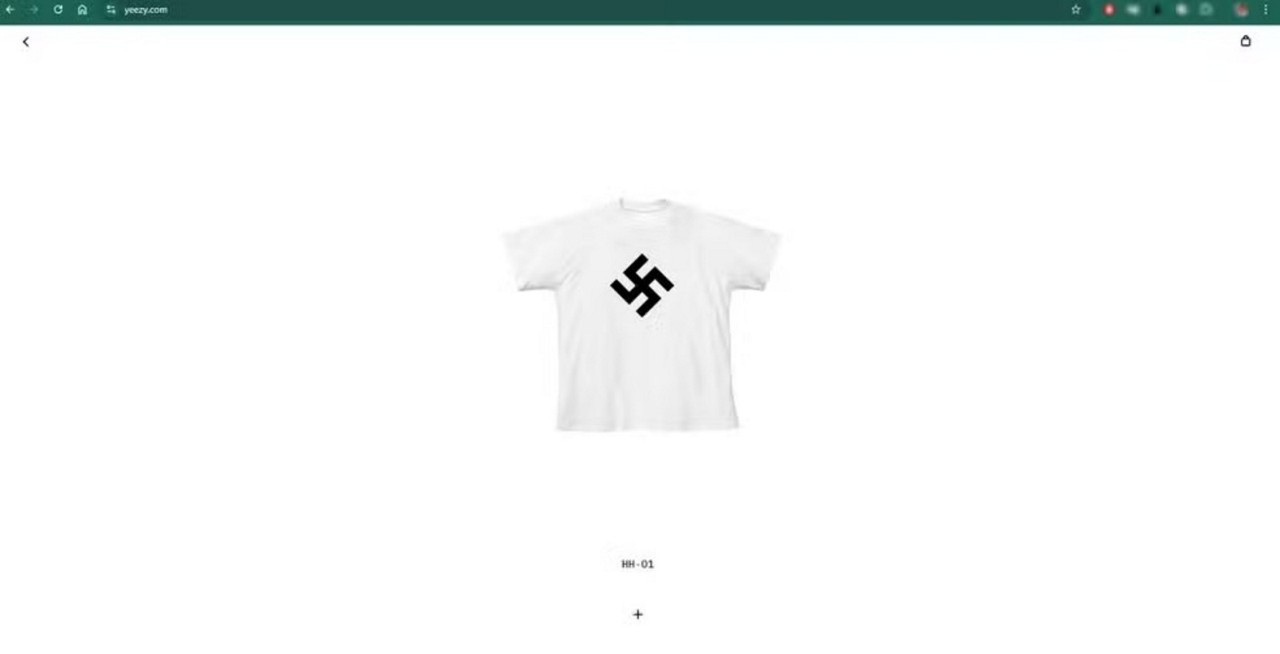 A peça estava à venda no site de West e depois foi retirada do ar