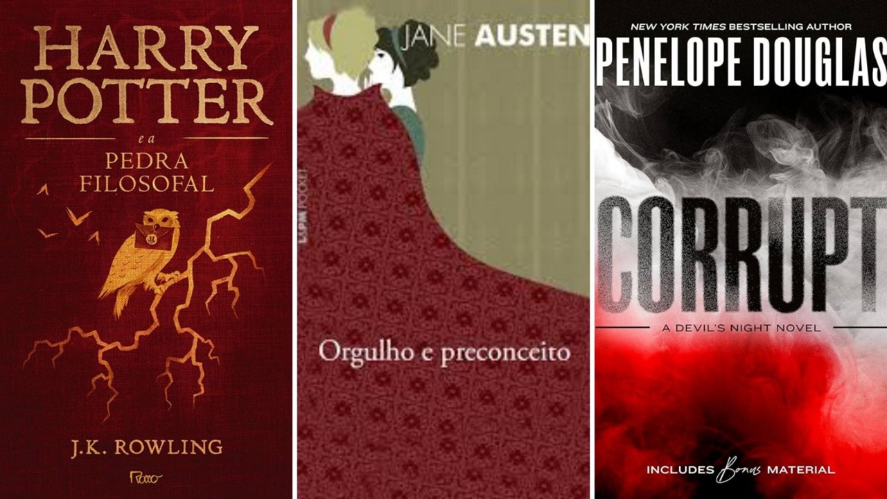 Harry Potter e a Pedra Filosofal, de J. K Rowling, Orgulho e Preconceito, de Jane Austen, e Corrupt, de Penelope Douglas, foram os três livros mais lidos