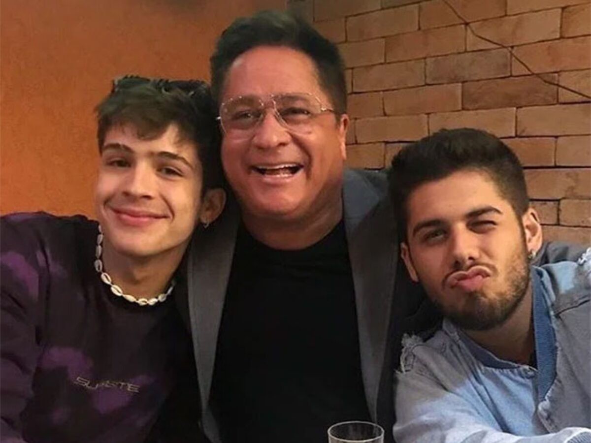 Leonardo com os filhos, João Guilherme e Zé Felipe