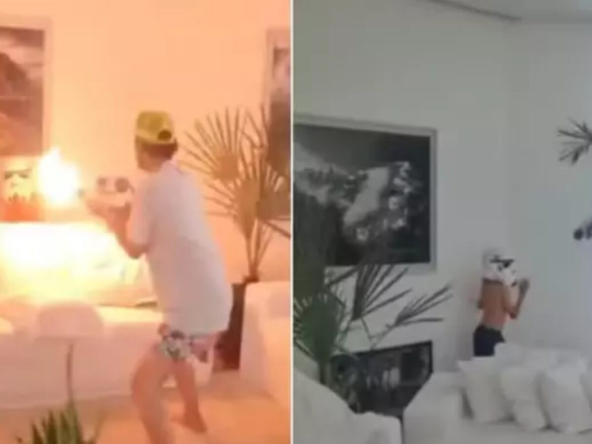 Luana Piovani se revolta com 'brincadeira' com lança-chamas feita por amigo de Scooby com o filho