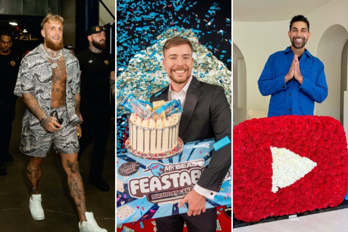 Os influenciadores Jake Paul, Mr. Beast e Dhar Mann
