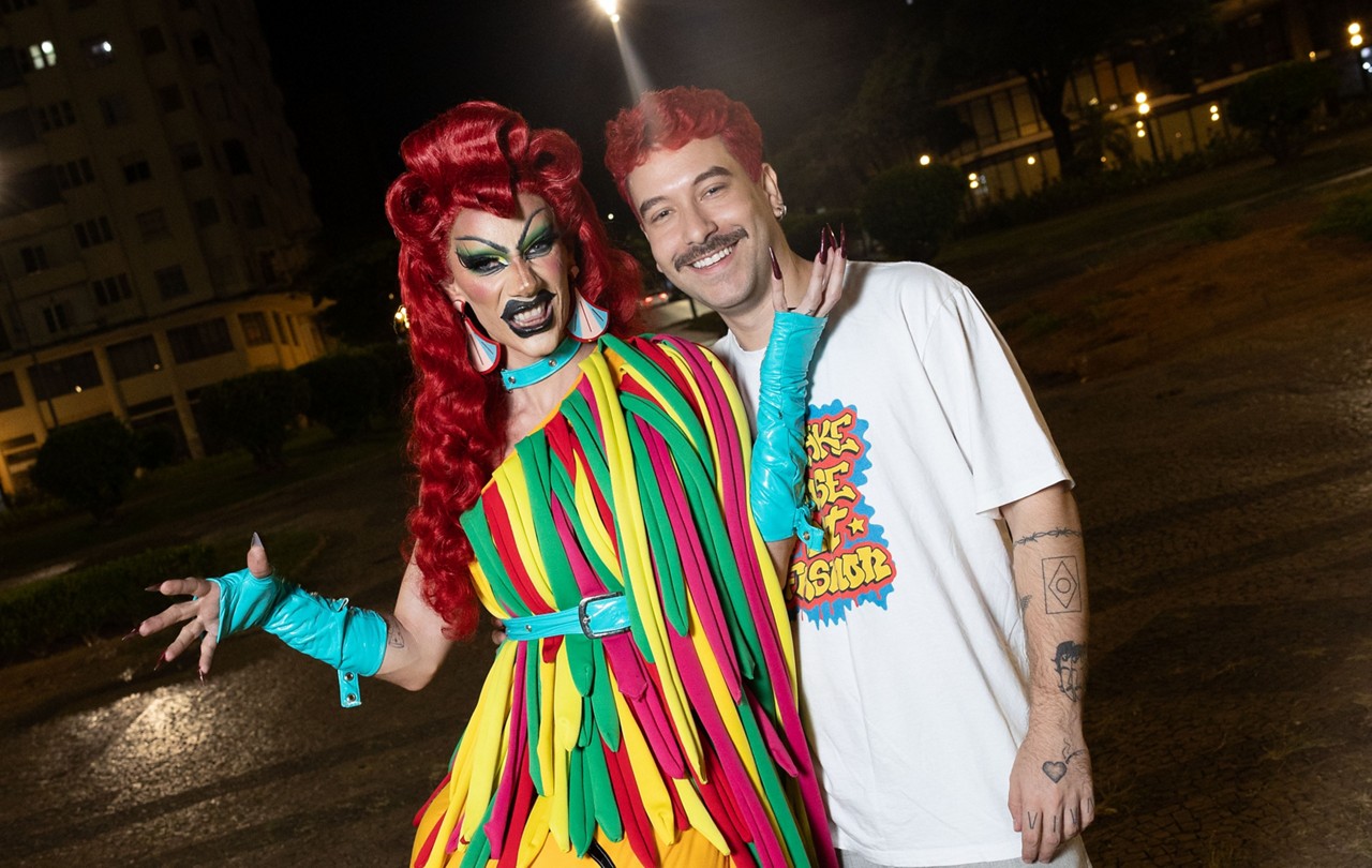 Miranda Lebrão e Davlo durante gravações na praça Raul Soares, em BH