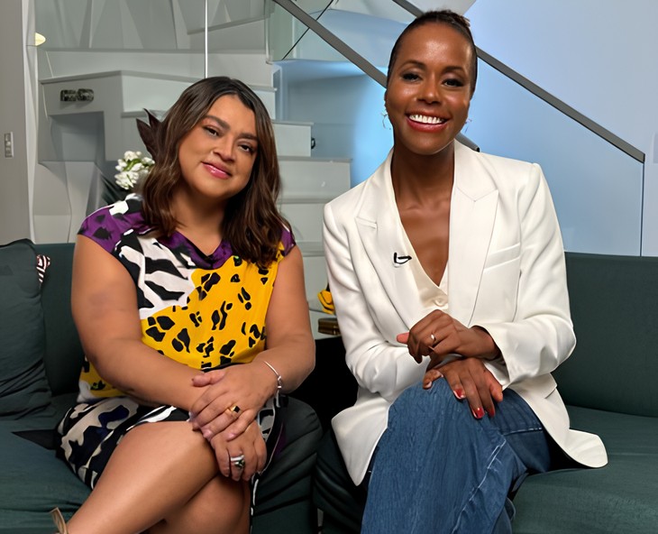 Preta Gil e Maju Coutinho após a gravação da entrevista para o "Fantástico"
