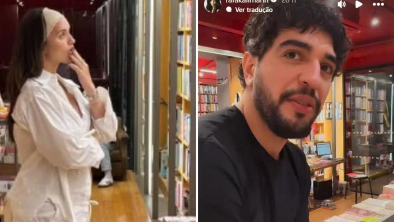 Rafa Kalimann e Nattazinho foram juntos a uma livraria em São Paulo