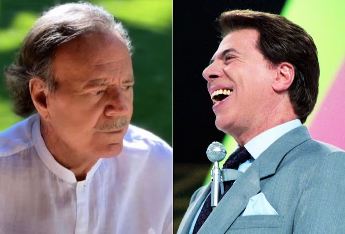 O cantor Julio Iglesias e Silvio Santos