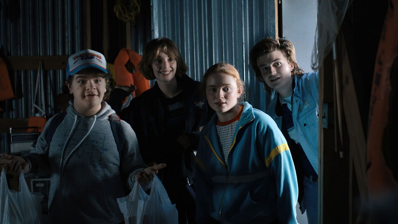 Gaten Matarazzo, Maya Hawke, Sadie Sink e Joe Kerry na 4ª temporada de 'Stranger Things'