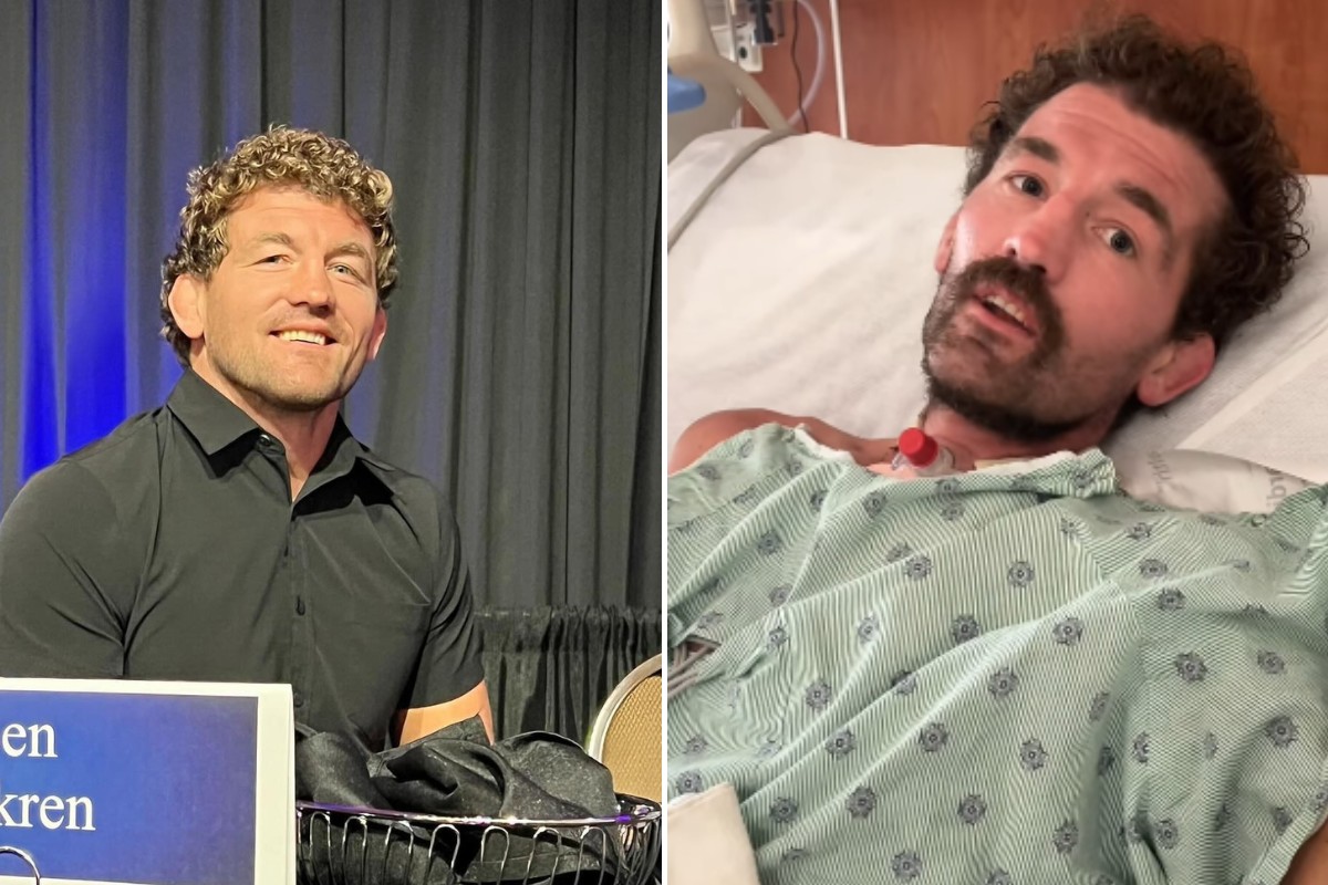 O ex-lutador Ben Askren antes e depois da cirurgia
