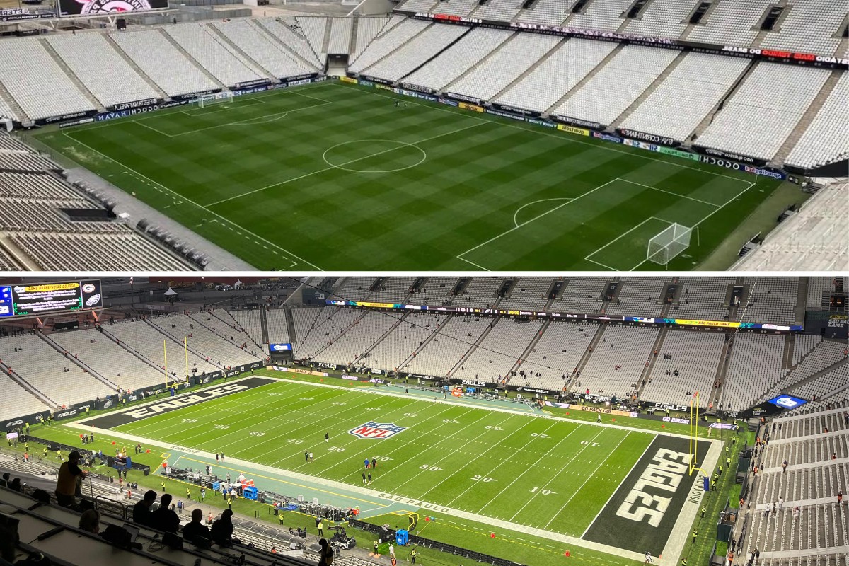 Antes e depois da Neo Química Arena, que recebe o jogo da NFL nesta sexta-feira (6/9)