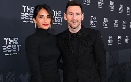 Messi e Antonela na premiação do "The Best", da FIFA (Foto: Reprodução)