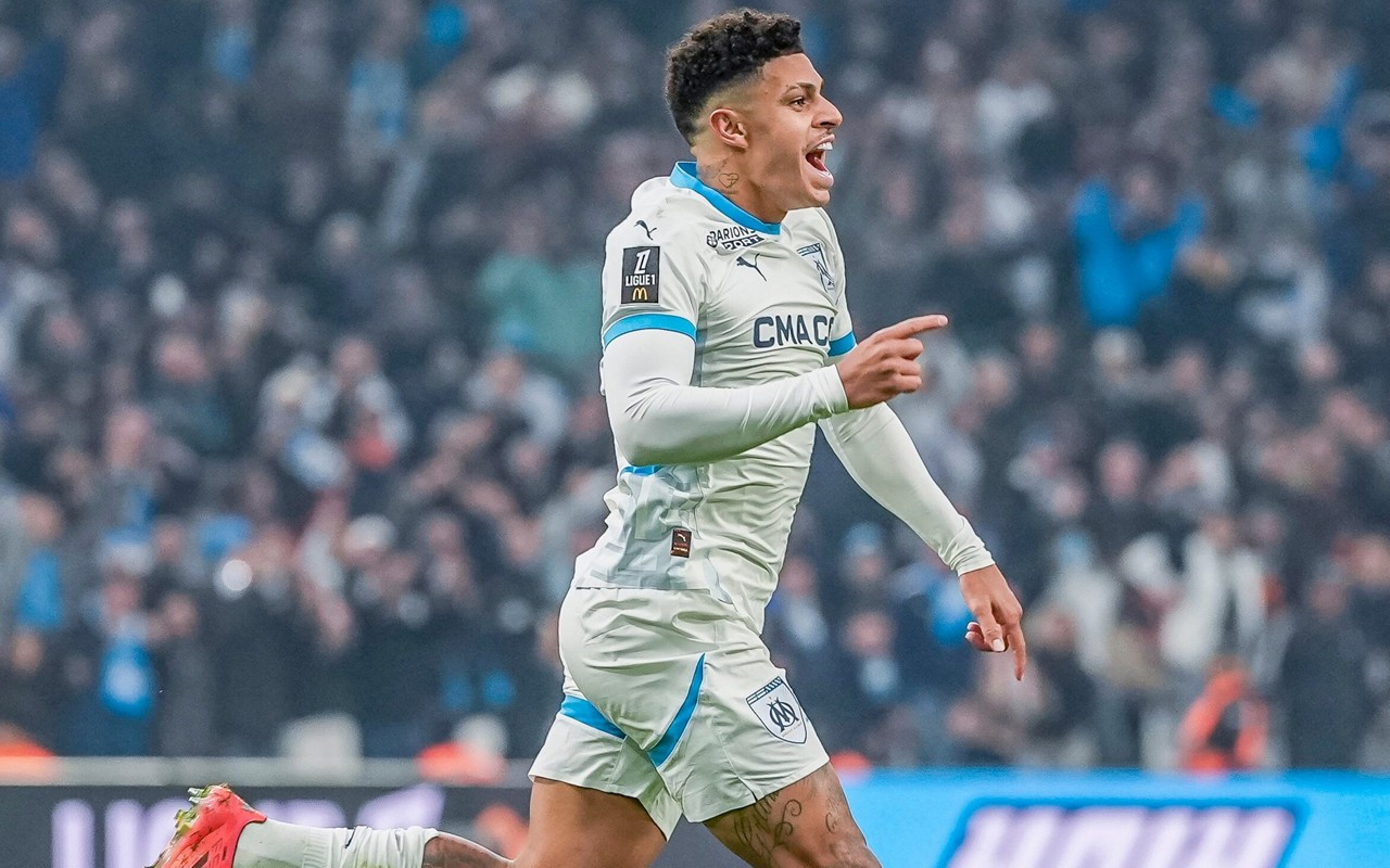 Alvo de Bayern e Inter de Milão, Luis Henrique comemora gol pelo Olympique Marseille (Foto: Divulgação)