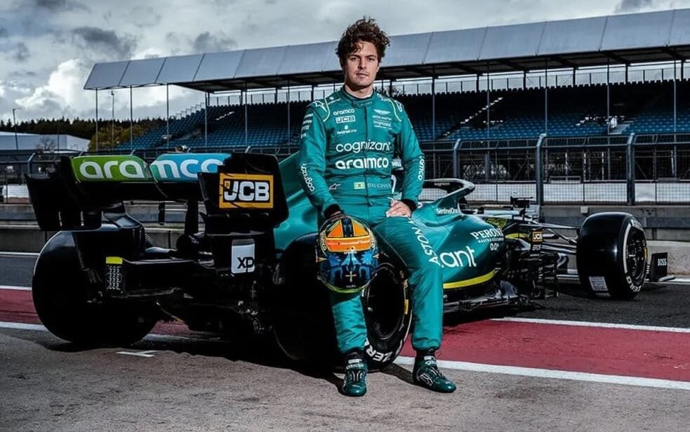 Felipe Drugovich durante sessão de testes na Fórmula 1, representando a Aston Martin. (Divulgação/Aston Martin)