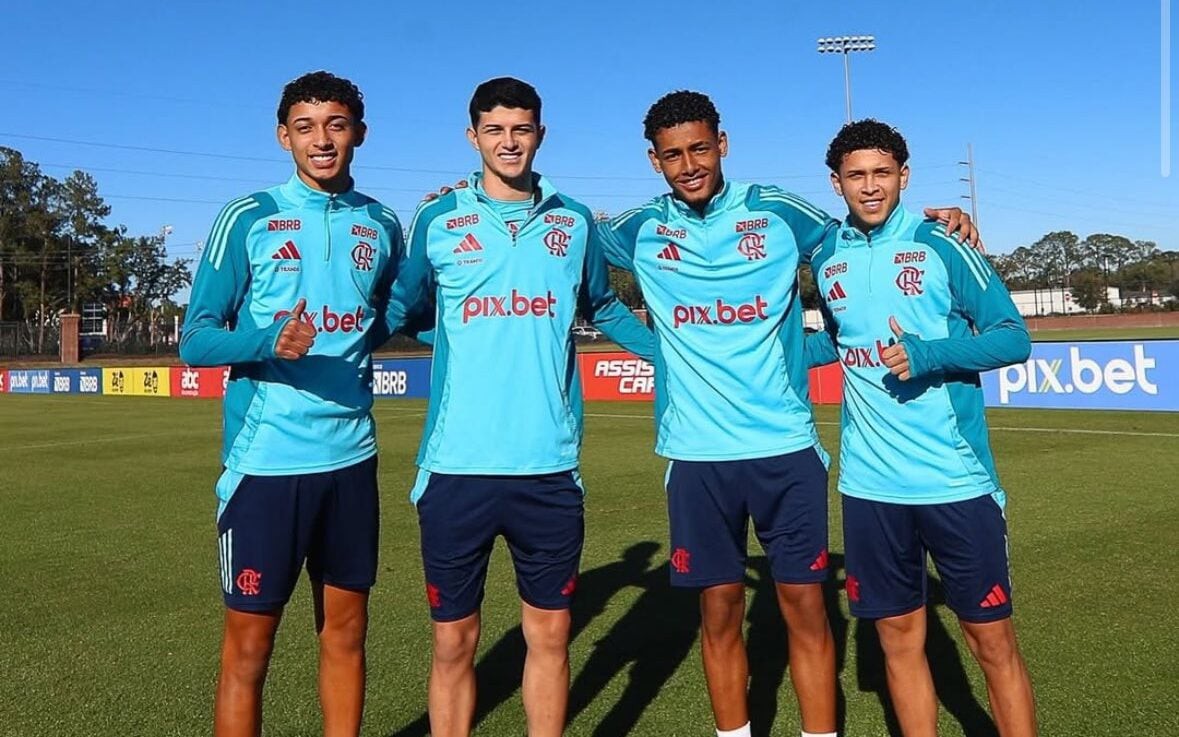 Jogadores da base do Flamengo nos Estados Unidos (Foto: Gilvan de Souza/Flamengo)