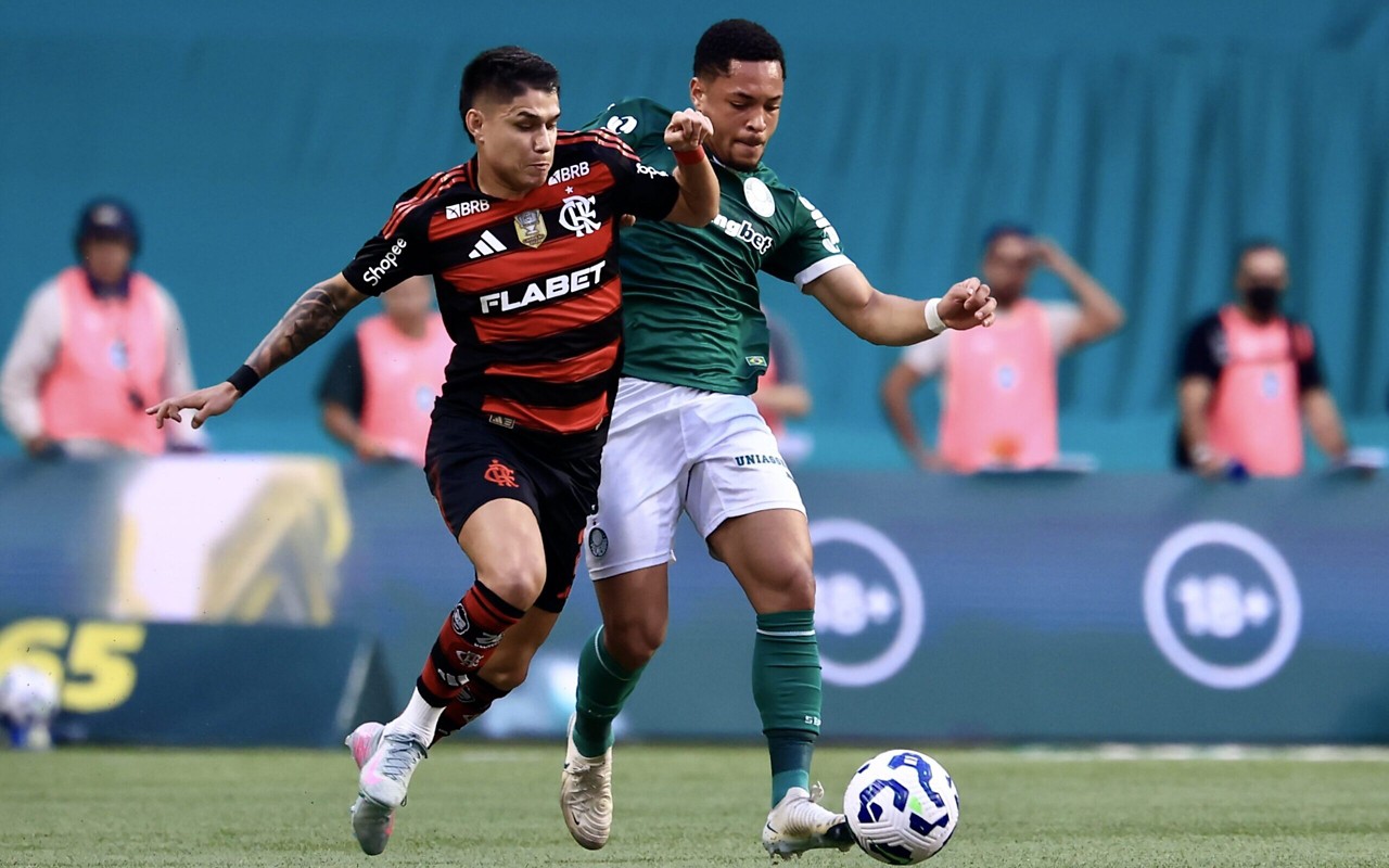Flamengo e Palmeiras em campo pelo Campeonato Brasileiro 2025 (Foto: Marcello Zambrana/AGIF)