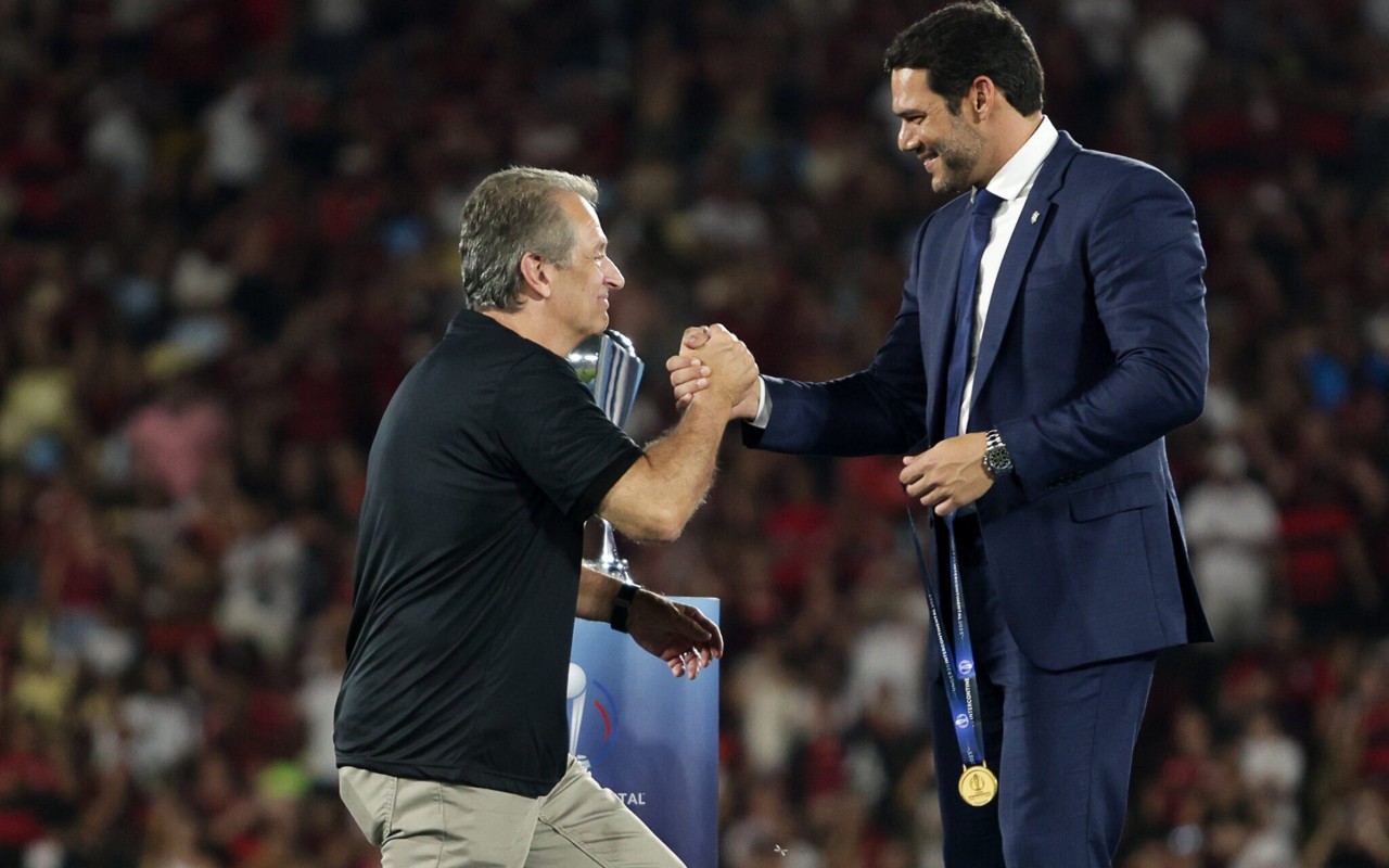 BAP, presidente do Flamengo, e Samir Xaud, presidente da CBF (Foto: Adriano Fontes / Flamengo)