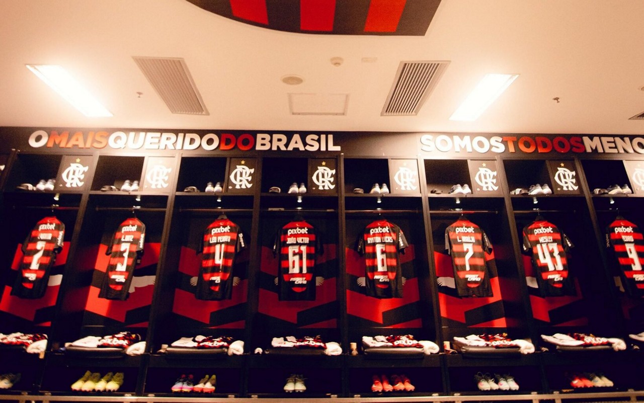 Vestiário do Flamengo no Maracanã (Foto: Adriano Fontes/Flamengo)