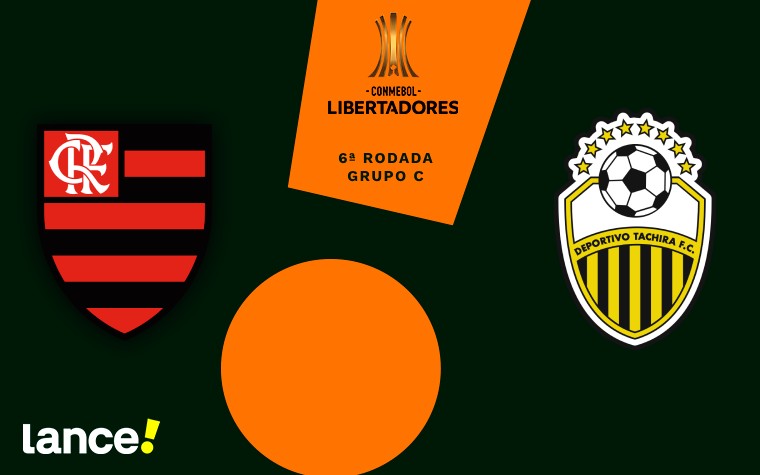 Flamengo e Deportivo Táchira se enfrentam pela sexta rodada do grupo C da Libertadores (Arte: Lance!)