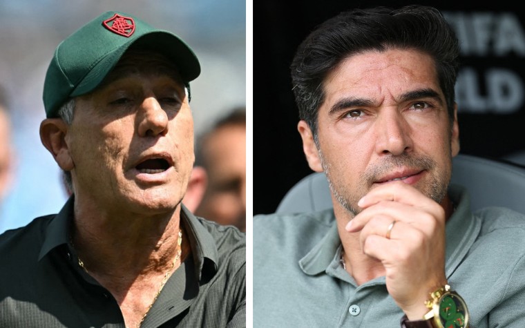 Renato Gaúcho e Abel Ferreira, respectivos técnicos de Fluminense e Palmeiras (Fotos: AFP)