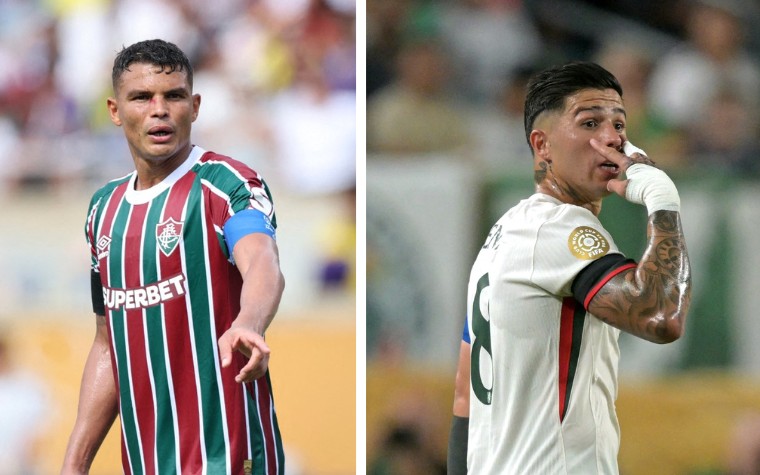 Thiago Silva e Enzo Fernández, respectivos capitães de Fluminense e Chelsea (Fotos: AFP)