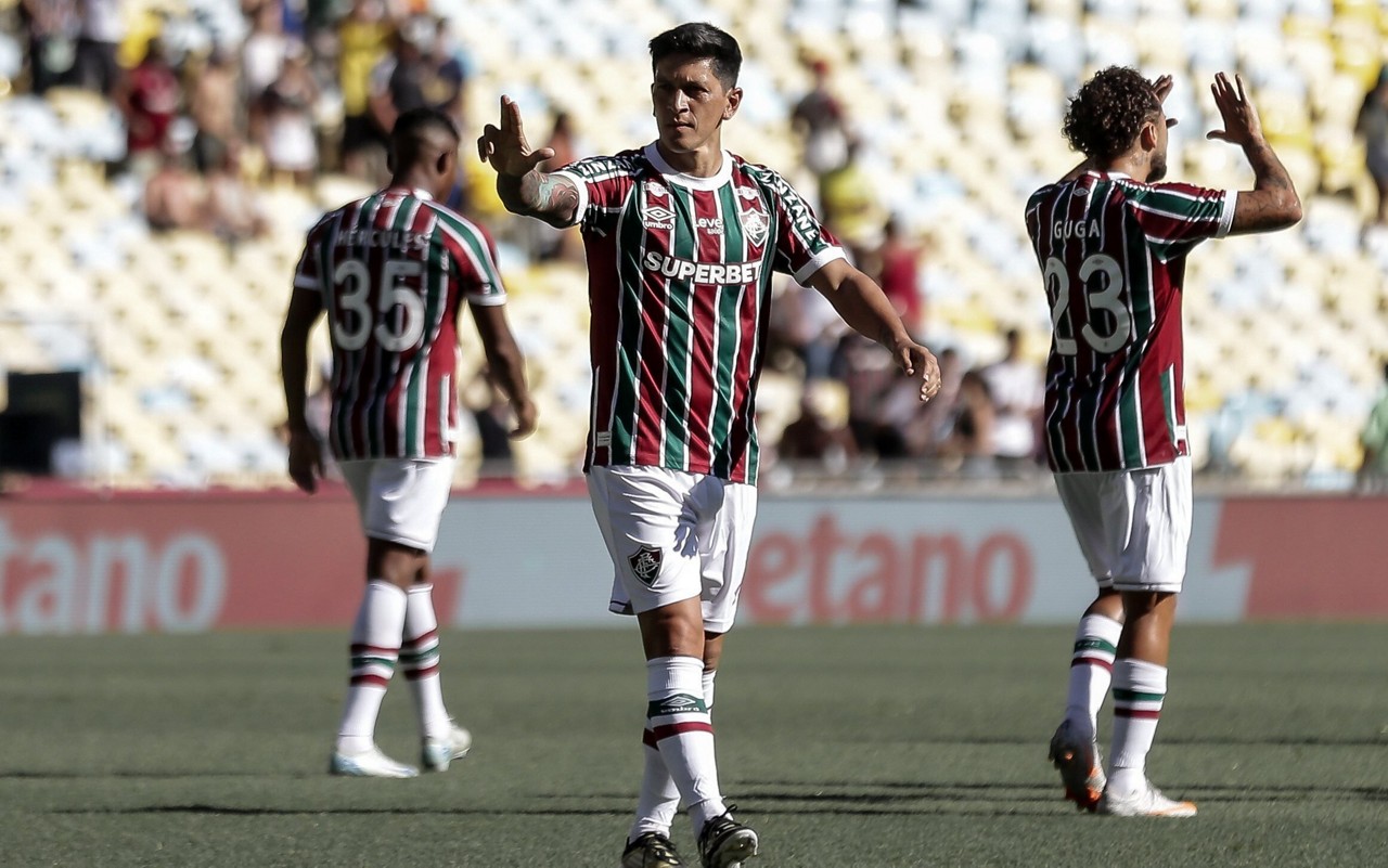 Germán Cano comemora gol no duelo entre Fluminense x Nova Iguaçu, pelo Carioca (Foto: Foto: Lucas Merçon / Fluminense)