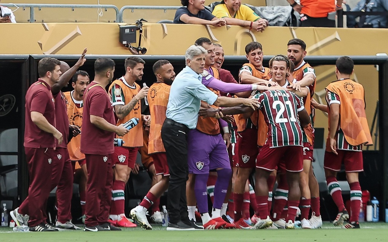 Renato comemora o gol do Fluminense contra o Ulsan, no Mundial de Clubes (Foto: Lucas Merçon/FFC)