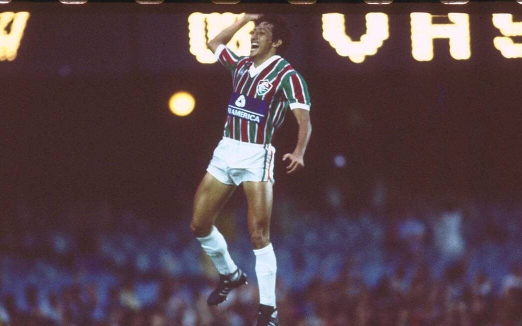 Romerito comemora o gol da vitória sobre o Vasco; paraguaio foi o herói da final que garantiu o título brasileiro ao Fluminense em 1984. (Foto: Fluminense)