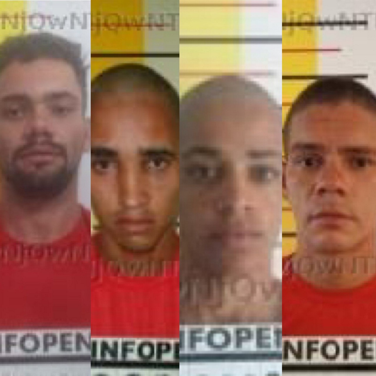 Os foragidos Maycon,  Julio, João e Bruno, da esquerda para a direita