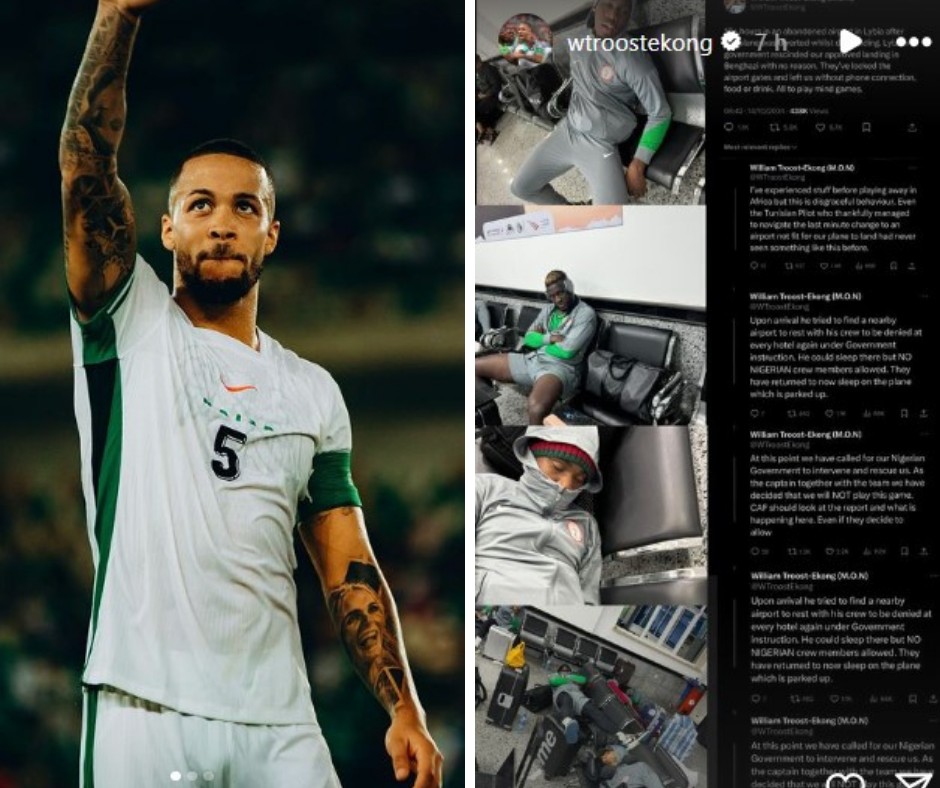 William Troost-Ekong mostrou, nas redes sociais, imagens da espera da seleção da Nigéria em aeroporto