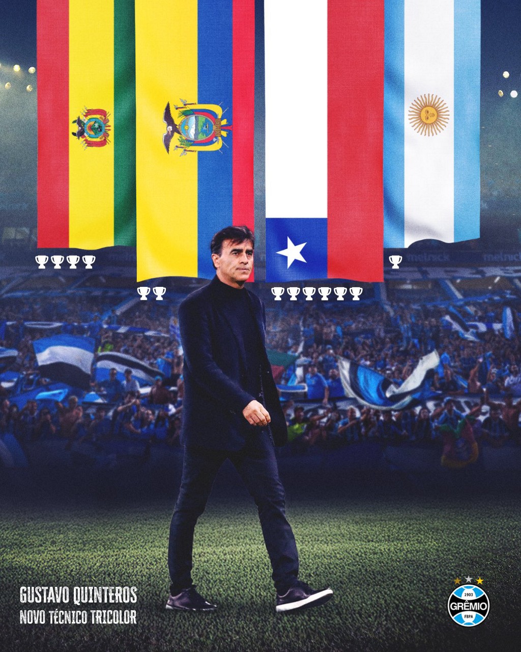 Grêmio anunciou a chegada de Quinteros nas redes sociais