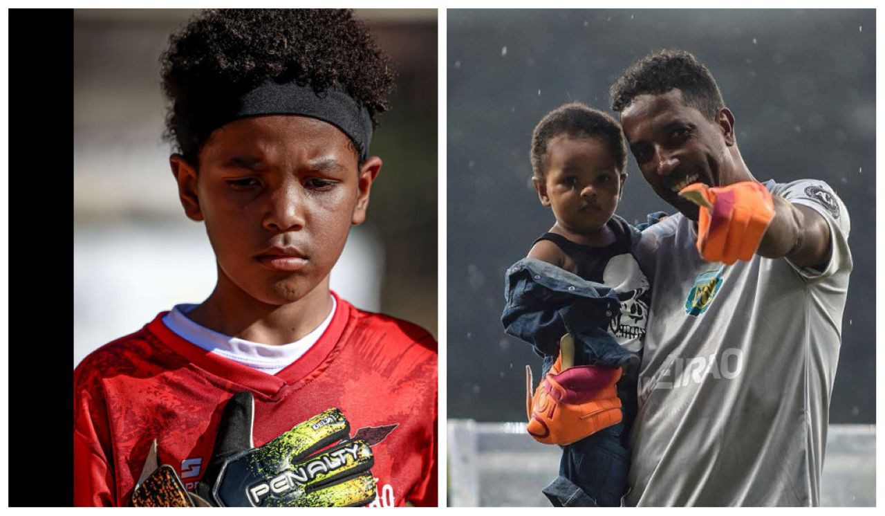 Ulisses (esquerda), filho do narrador Hércules Santos (direita, com o outro filho, Bernardo, no colo)