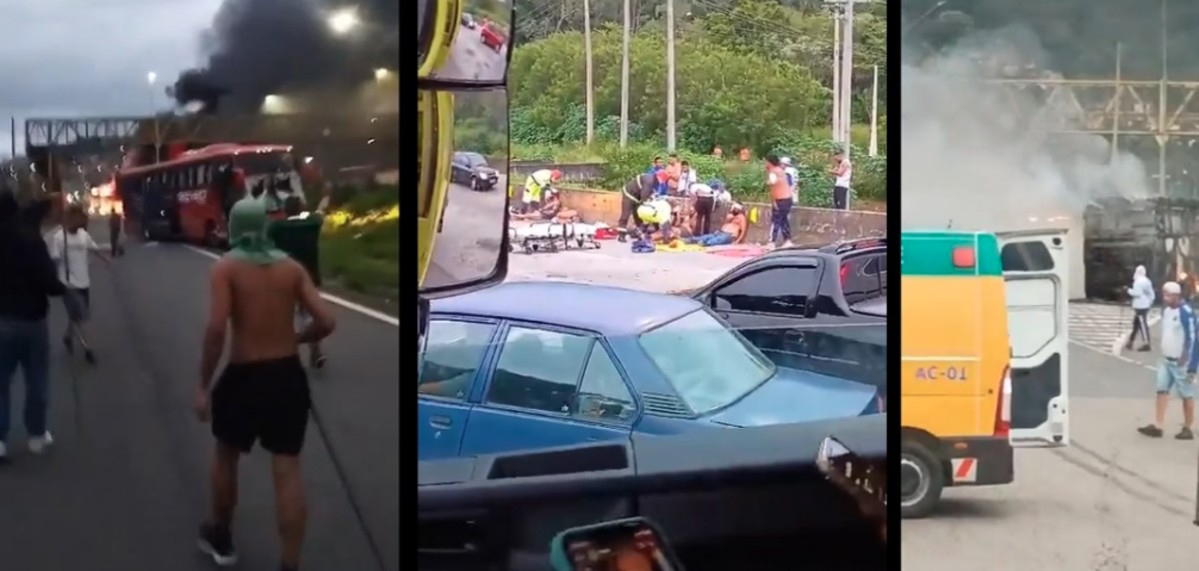 Ônibus com cruzeirenses que voltavam do Paraná, onde o clube mineiro jogou contra o Athlético Paranaense pelo Campeonato Brasileiro, foram incendiados e apedrejados na BR-381