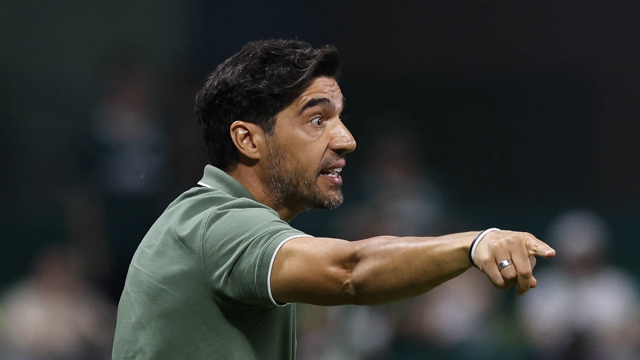 O técnico Abel Ferreira, da SE Palmeiras, em jogo contra a equipe do Botafogo FR, durante partida válida pela trigésima sexta rodada, do Campeonato Brasileiro, Série A, na arena Allianz Parque. (Foto: Cesar Greco/Palmeiras/by Canon)