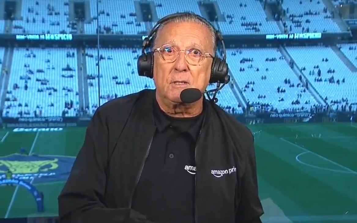 Galvão em transmissão do Campeonato Brasileiro pela Amazon Prime (Foto: Reprodução)