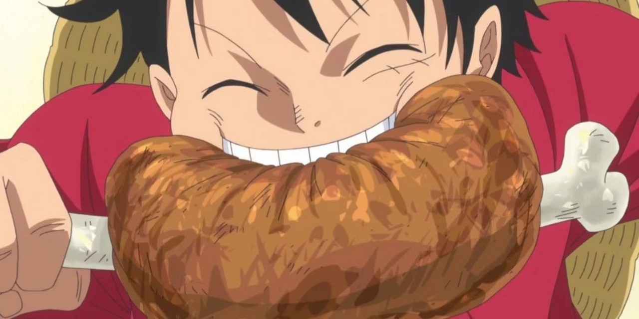 Luffy, de One Piece, é apaixonado por carne e não consegue lutar quando está com fome