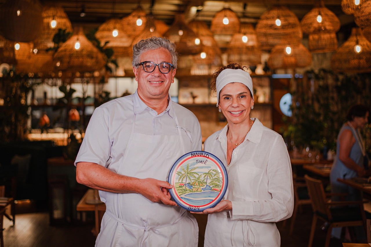 Ariani Malouf recebe Fernando Pavan, à frente dos restaurantes TiaTê dos resorts NANNAI, em Muro Alto e Fernando de Noronha, em Pernambuco