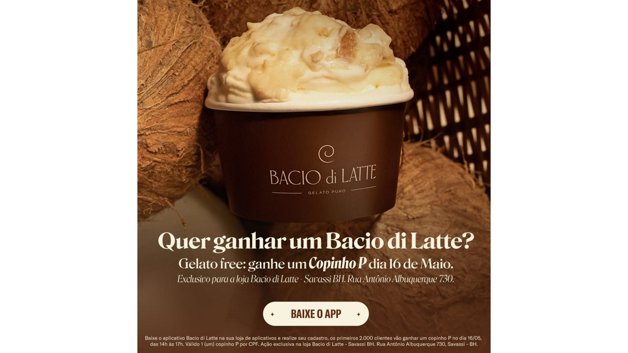 Bacio di Latte vai distribuir gelato grátis nesta sexta