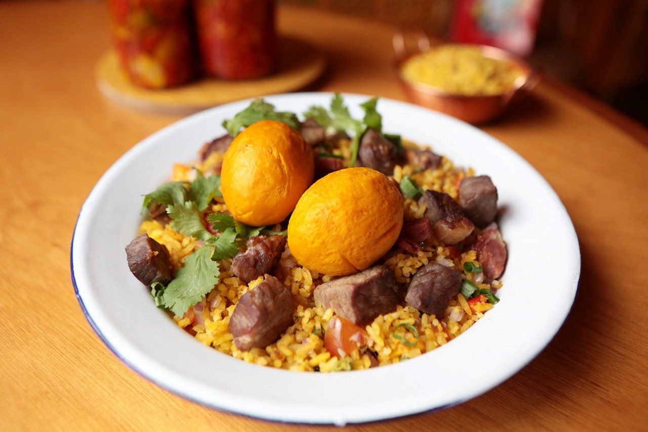 Arroz com pequi, um dos pratos do restaurante Andu de Dois que é especializado em  sabores do Norte de Minas